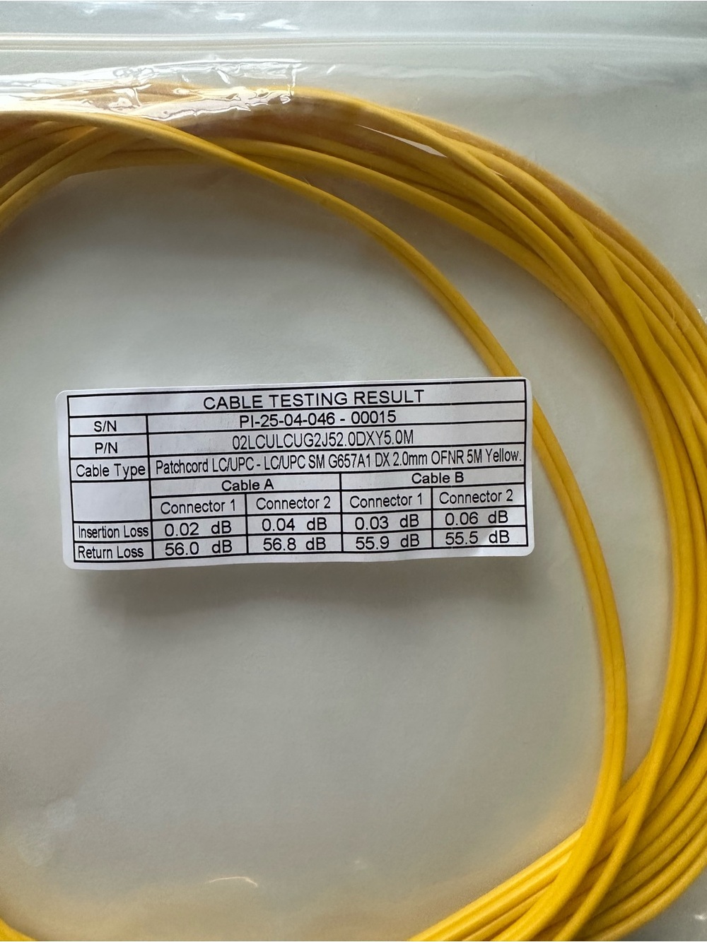 Fiber Optic Patch Cable LC UPC to LC UPC Duplex Single Mode G657A1 5m - Picture 2 of 2